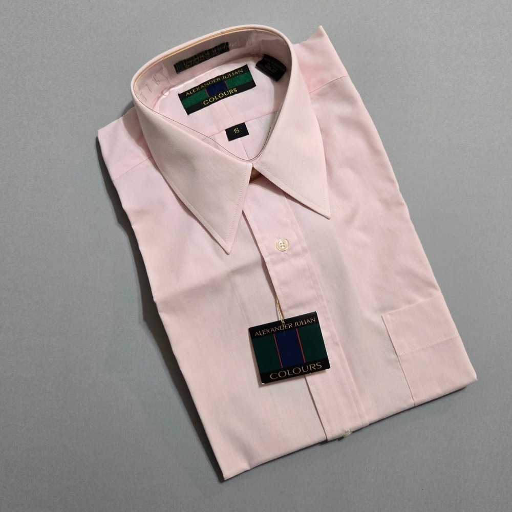 Alexander Julian Colours Dress Shirt Mens 15 Pink Long Sleeve Button Up Solid‎